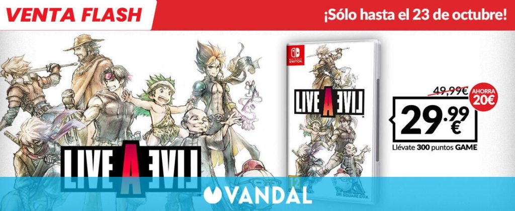 Consigue LIVE A LIVE de oferta en GAME por solo 29,99 euros con marcapáginas de regalo