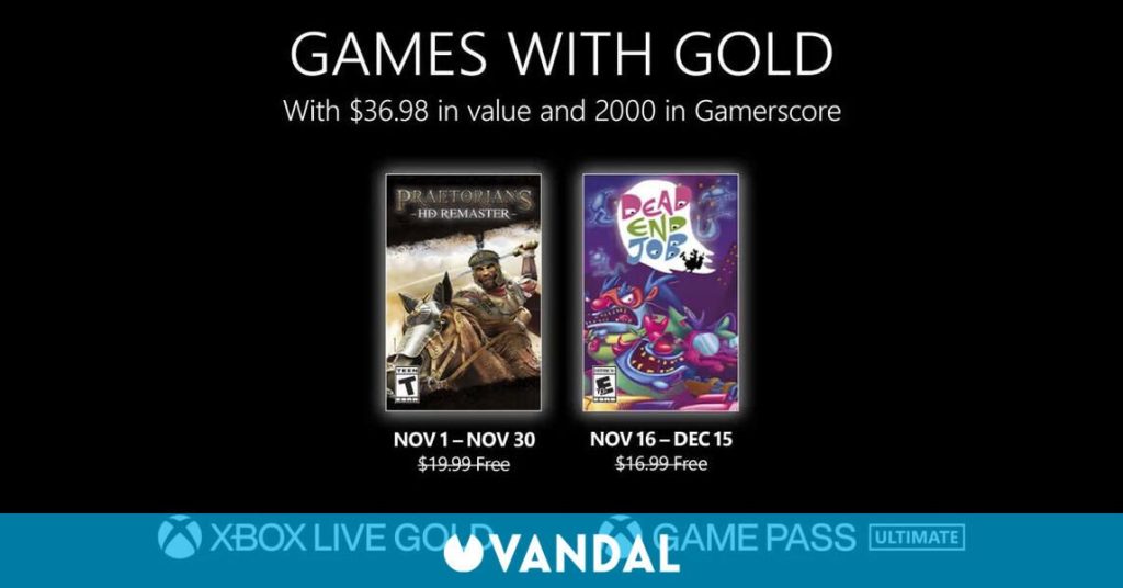 Estos son los Juegos con Gold para noviembre de 2022