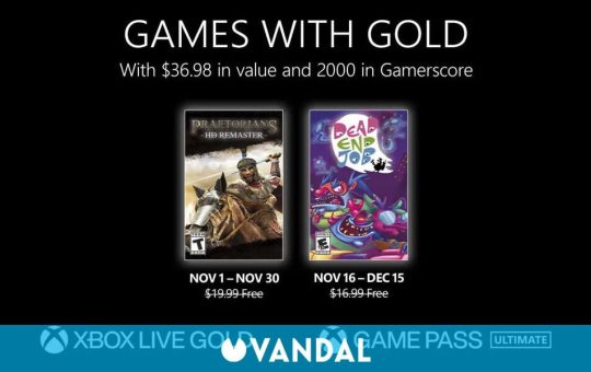 Estos son los Juegos con Gold para noviembre de 2022