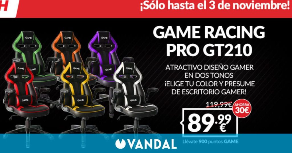 Oferta flash en GAME: La Silla Gaming Game Racing Pro GT210 por solo 89,99 euros